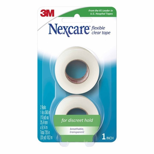 Nexcare Flexible Water Resistant Medical Tape Clear 1 Inch X 10 Yard Stretchy Fabric NonSterile, 2PK 771-2PK - main